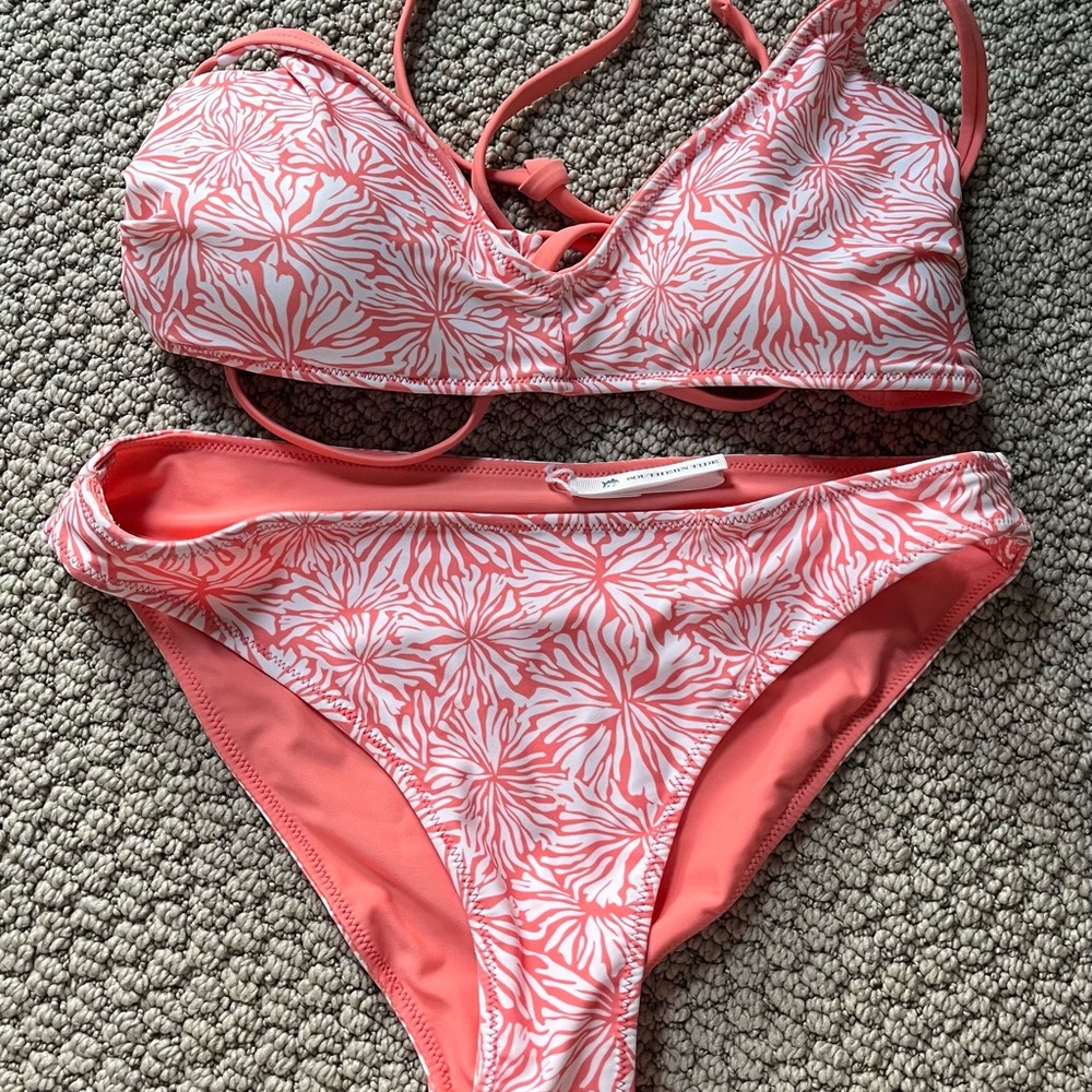 Coral Pink Floral Bikini Set